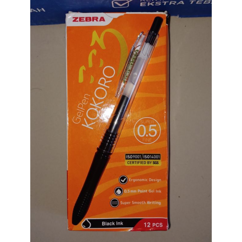 

Bolpen Gel Pen Kokoro | Pulpen Hitam Kokoro Zebra 0.5mm