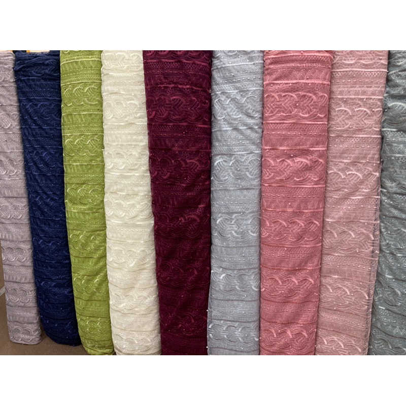 TULLE TOKYO MUTIARA GLITTER | BAHAN KAIN TILE BORDIR GLITTER MUTIARA