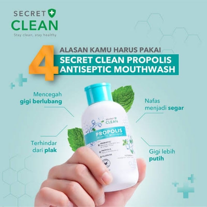 Secret Clean Propolis Antiseptic Mouthwash 150ml Orange Mint Pepper Mint