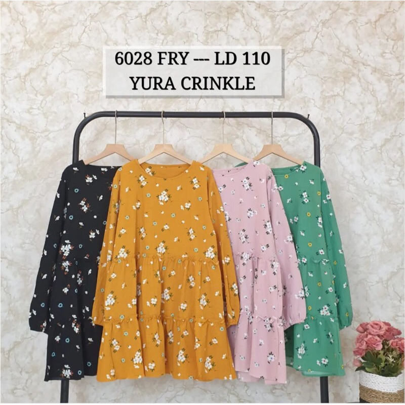YURA CRINKLE BLOUSE WANITA KEKINIAN BAJU WANITA OVERSIZE