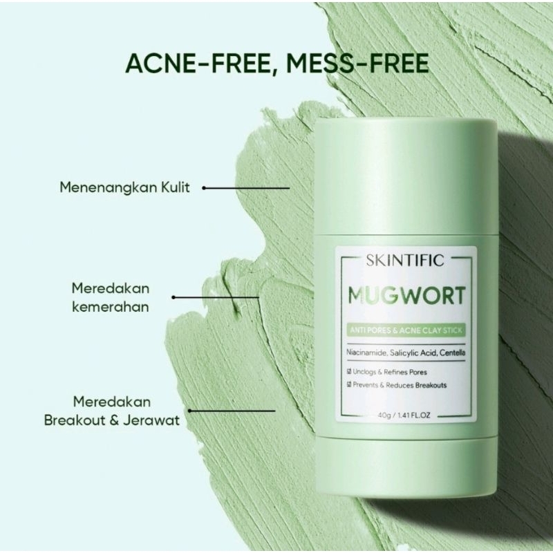 Skintific Mugwort Anti Pores &amp; Acne Clay Stick 40g Masker Wash Off Masker Clay