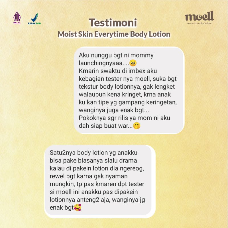 Moell Body Lotion 185 gr | Moist Skin Everytime | Bayi | Baby | Natural Organik