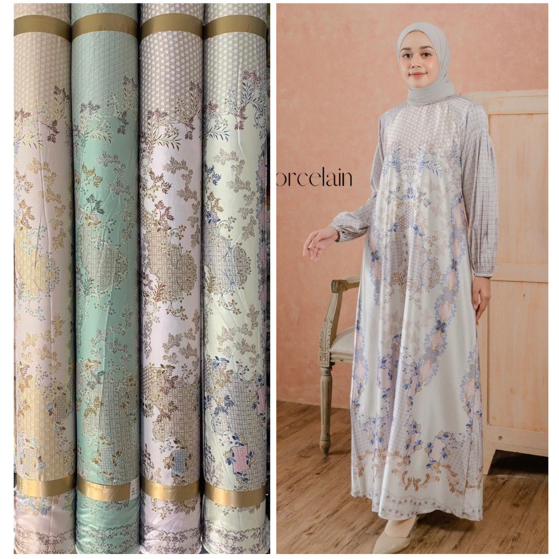 Bahan Kain Silk Hanna / bahan gamis mukena / kain meteran sage murah / maxmara luxury / Diorsilka