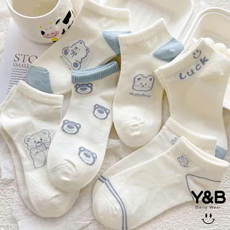 KAOS KAKI PENDEK MOTIF BEAR DAN SMILE UNISEX