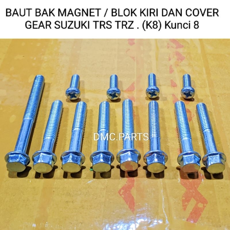 BAUT BAK MAGNET / BLOK KIRI DAN BAUT COVER GEAR SUZUKI TRS TRZ . (K8) Kunci 8