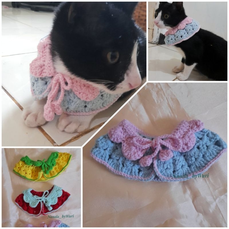 Pet Collar, Kalung kucing, Kalung Anjing, Kalung kucing rajut, Kalung kucing handmade.