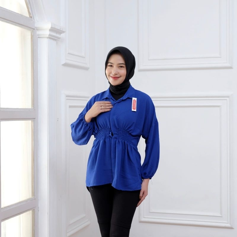 Aulia Blouse Kemeja Wanita Basic Crinkle Atasan Wanita Polos Kerut