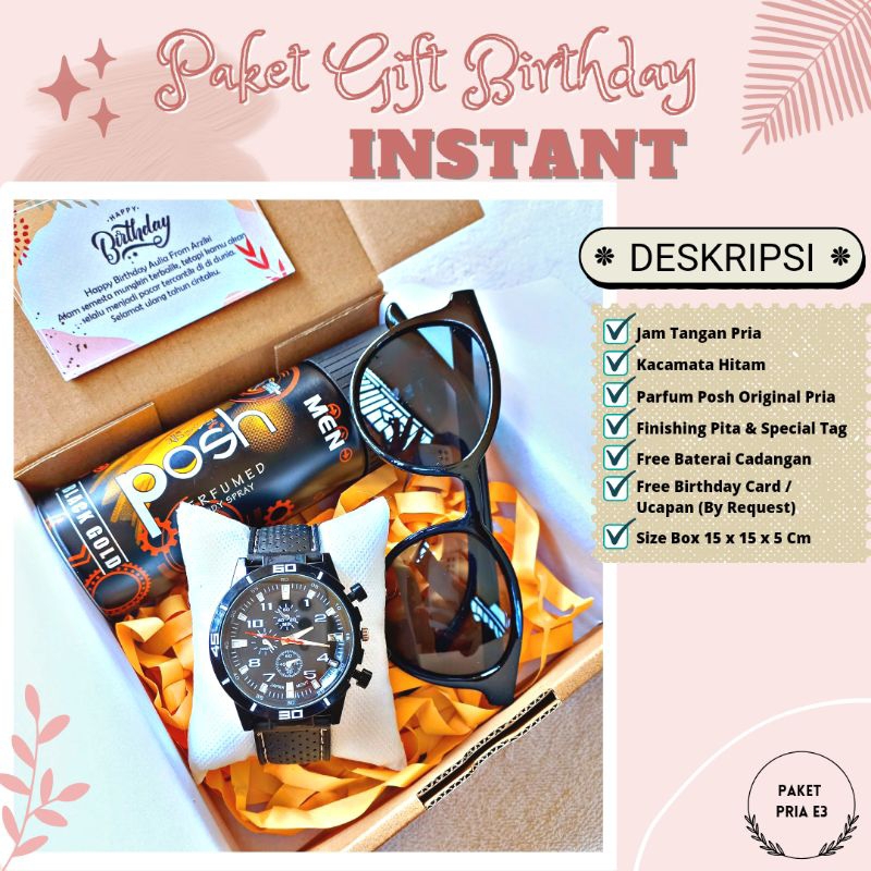 Hampers Giftbox Ulang Tahun Cowok Kado Jam Tangan Dompet Parfum