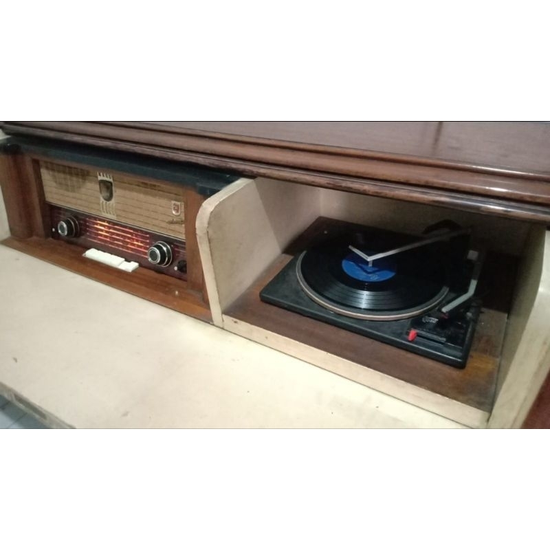 Radio Philips Turntable Garrard Tube Cabinet