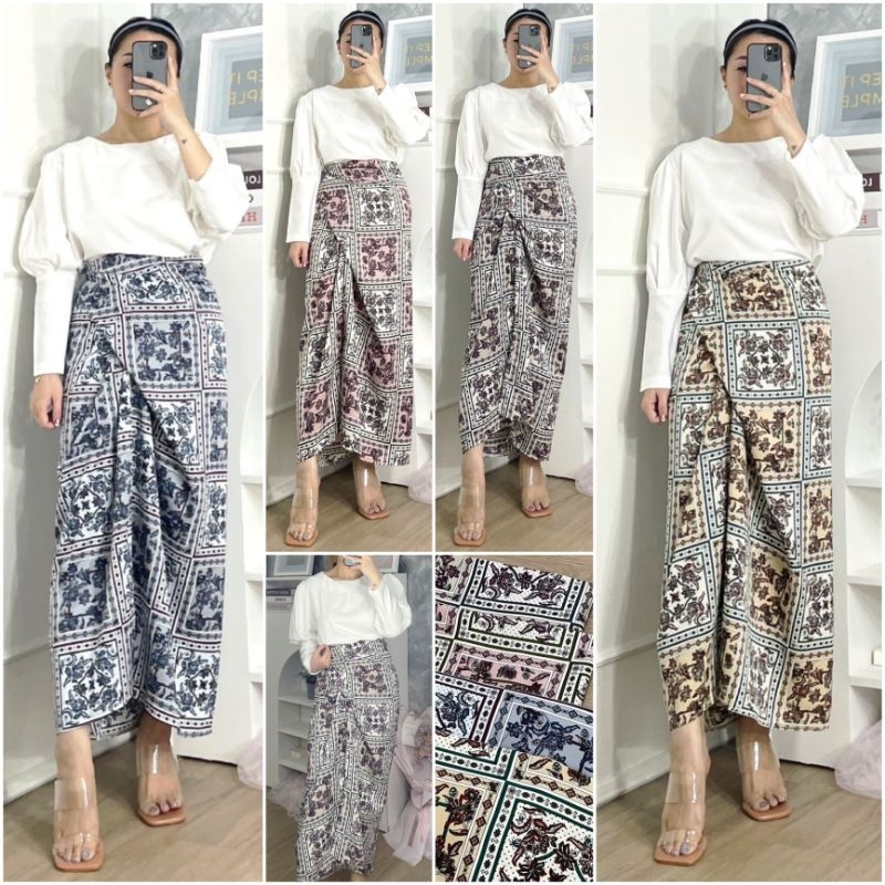 ⚡️CLEARANCE SALE ♡ PREMIUM ♡ ORIGINAL ! SALSABILLA 2 IN 1 ETHNIC BATIK SHABBY SET GAMIS PUFFY BLOUSE WITH WRAP TIED SKIRT / SETELAN ATASAN &amp; ROK LILIT