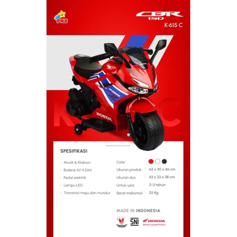 MOTOR AKI SERI K615C - HONDA CBR 150RR (Officially licensed by Honda) motoran anak aki