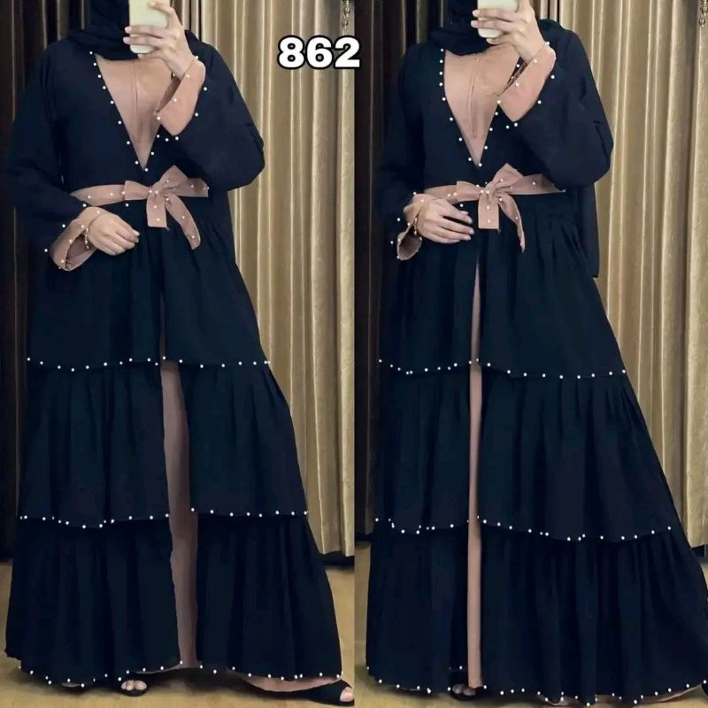 New abaya 862 gamis arab saudi hitam mewah ziper