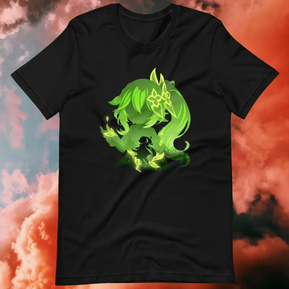 Tshirt Nahida Silhouette Black Anime Genshin Impact Premium Unisex