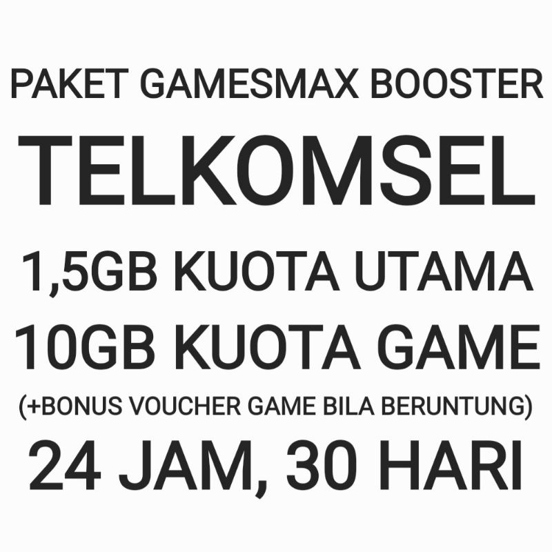 [CHAT DULU SEBELUM ORDER]Paket GamesMAX Silver Telkomsel 30 Hari Bulan Sebulan Bulanan Booster Game 