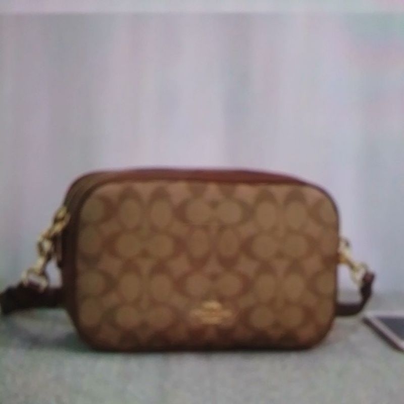 coach jes crossbody in signature canvas khaki saddle