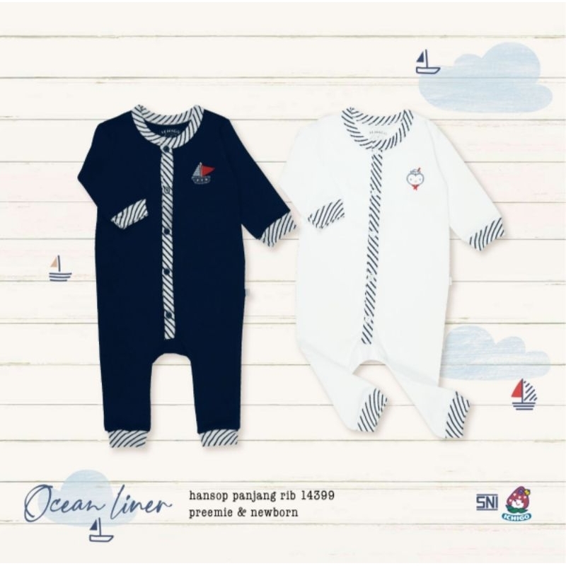 Ichigo Hansop Panjang RIB Ocean Liner NB (1 Pcs) Sleepsuit Bayi IC-HPJR