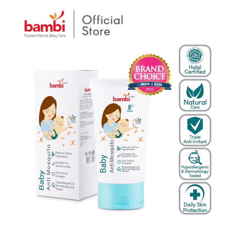 Bambi Baby Anti Mosquito Lotion with Citronella Oil &amp; Anti Irritant Complex 50ml | Lotion Anti Nyamuk Bayi