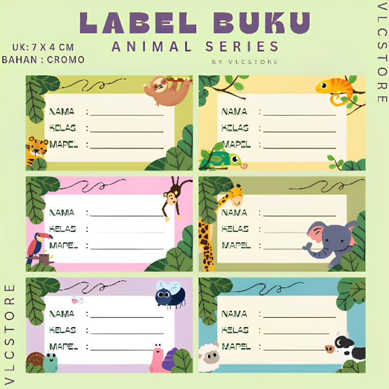 

Stiker Nama Buku | Label Buku Pelajaran Sekolah | Isi 15 pcs | Animal Series by VLC Store