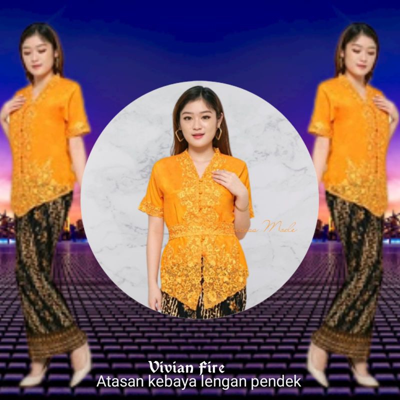 Atasan kebaya encim silky Korea kombinasi brukat