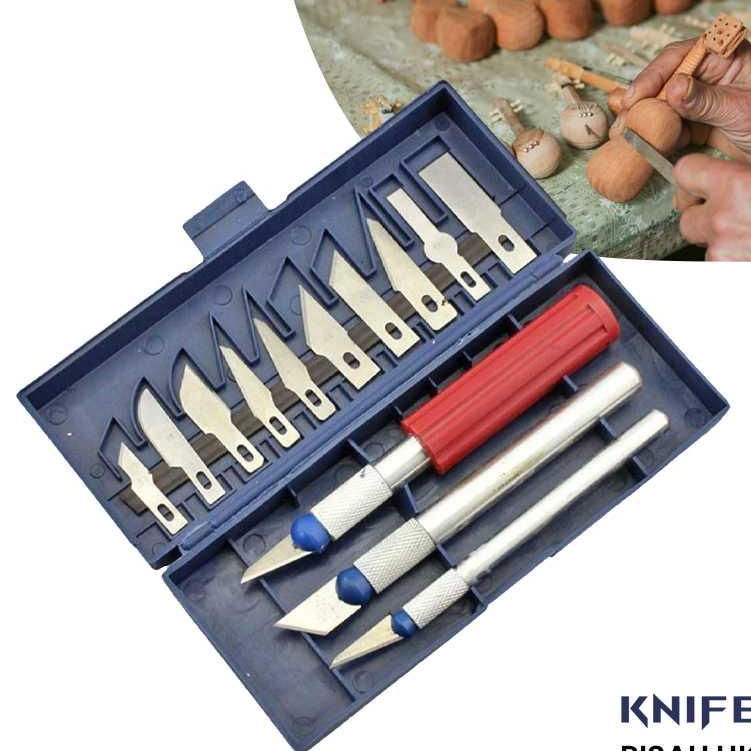 

3 Alat Pisau Cutter Ukir Kayu Model Kit Art Paper Crafting Knife +10 Mata Cadangan