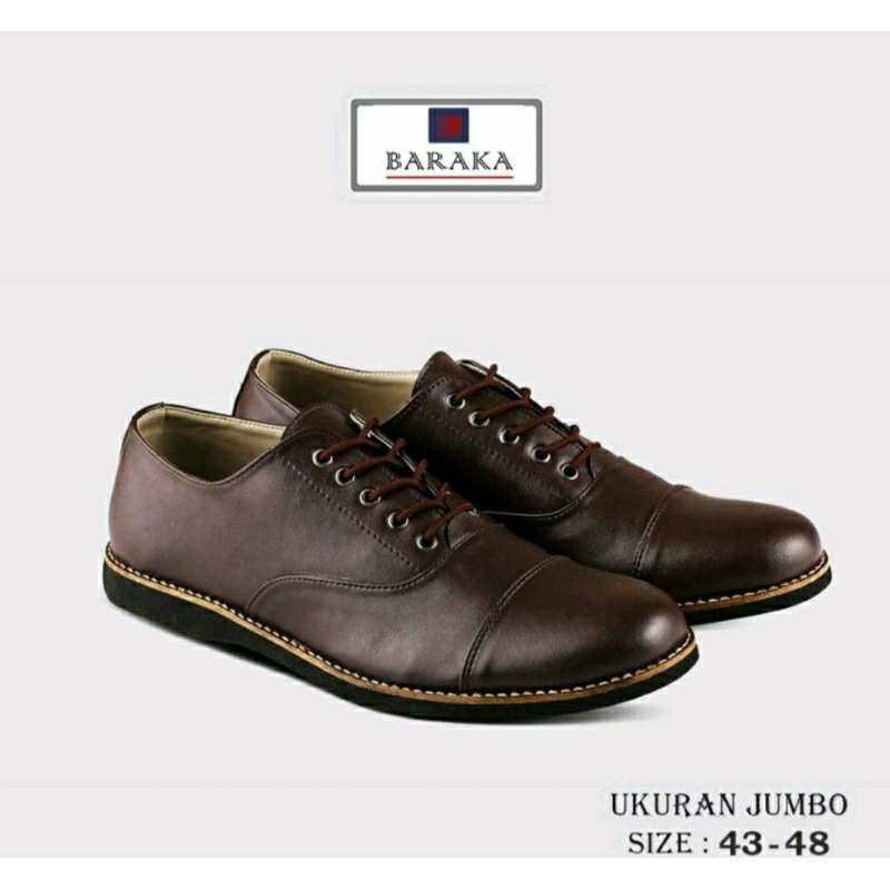 EL-BARACK Pantofel Kulit Super JUMBO / Oxpord BIG SIZE 43-48 Sepatu Kerja Pria Ukuran Besar Oversize Hitam Casual Size IMPORT Pesta