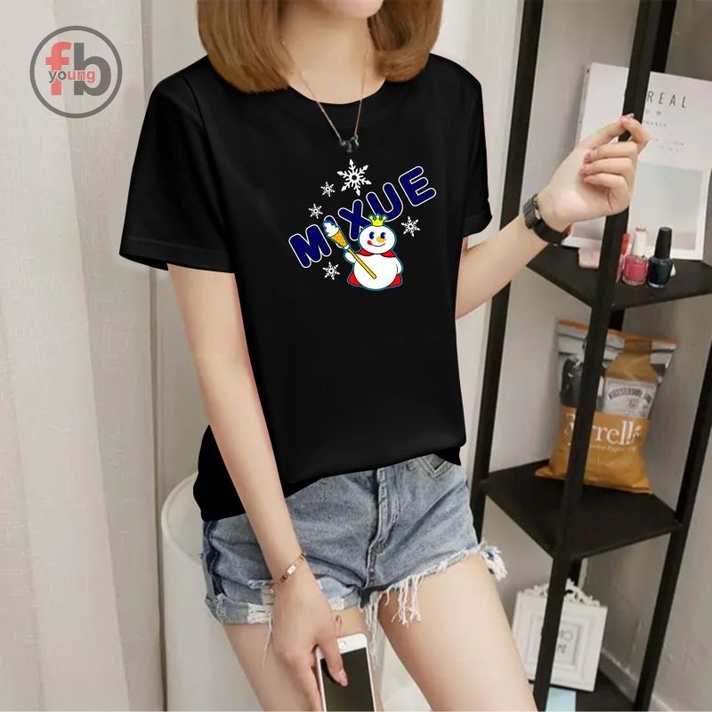 kaos cewek mixue ice cream lengan pendek