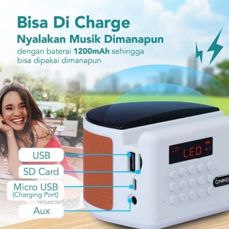 SPEAKER NIKO MINI DYNAMITE JS AQ BLUETOOTH / SPEAKER PORTABLE NIKO MINI DYNAMITE JS AQ