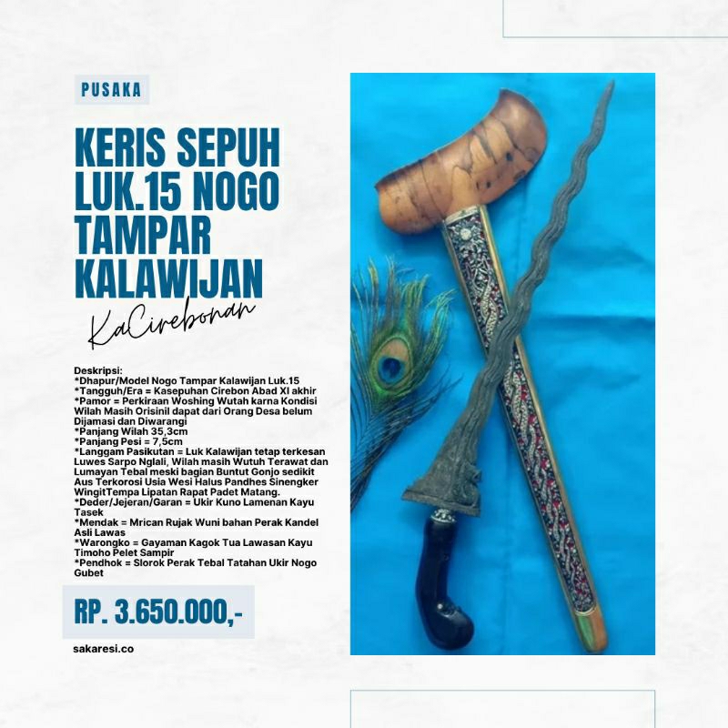 Keris Sepuh Naga Nogo Luk 15 Tus ORI Tua Wingit Primitif Lawas Antik Langka Asli