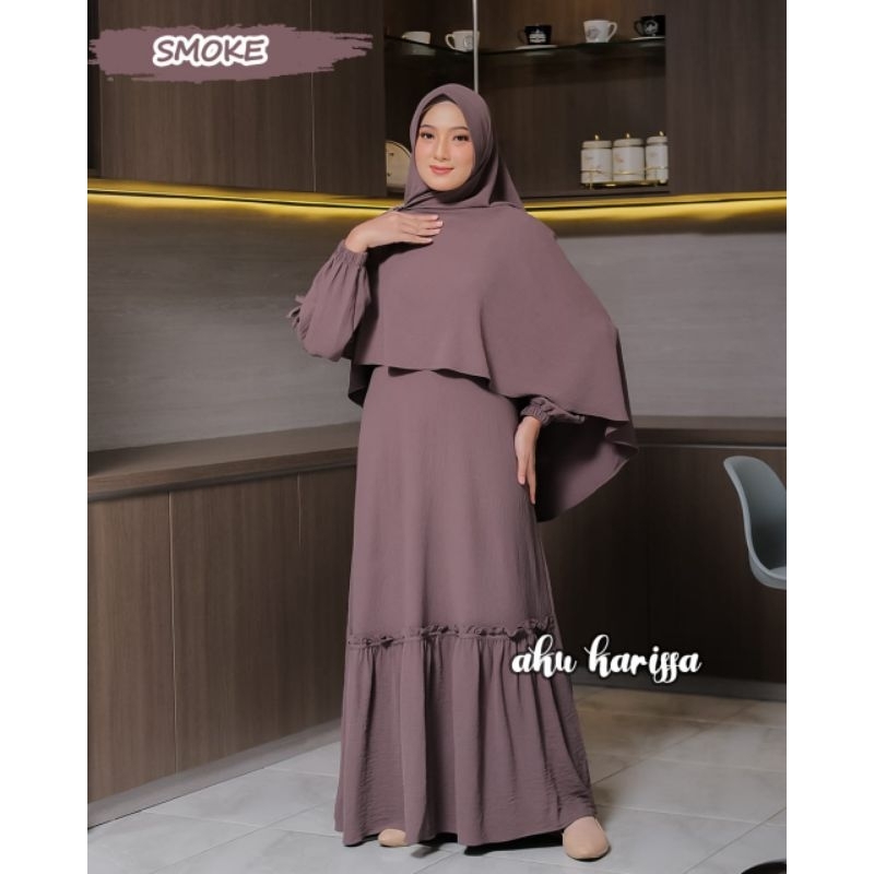 Gamis set Khimar cringkle Nindayani Nurliani Zaifa aku karissa hijab syari style bergo antem