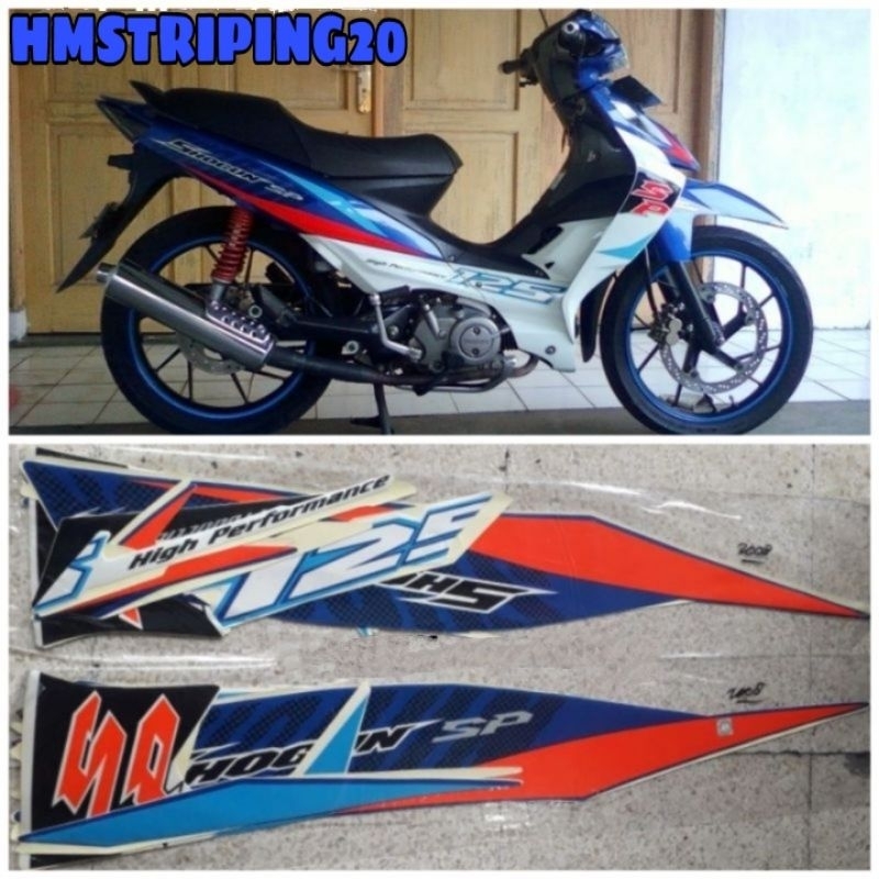 STIKER STRIPING LIS BODY SUZUKI SHOGUN SP 125 2007 2008 BIRU PUTIH