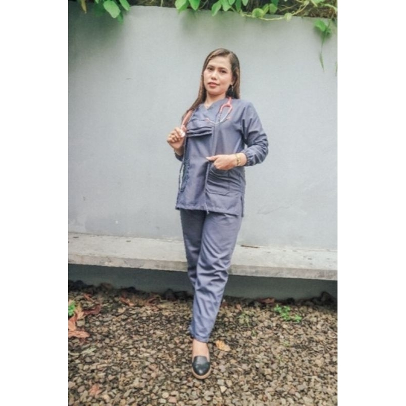 Baju OK OKA Dokter Jaga Perawat Petugas Medis Lengan Panjang Karet Ukuran Standart