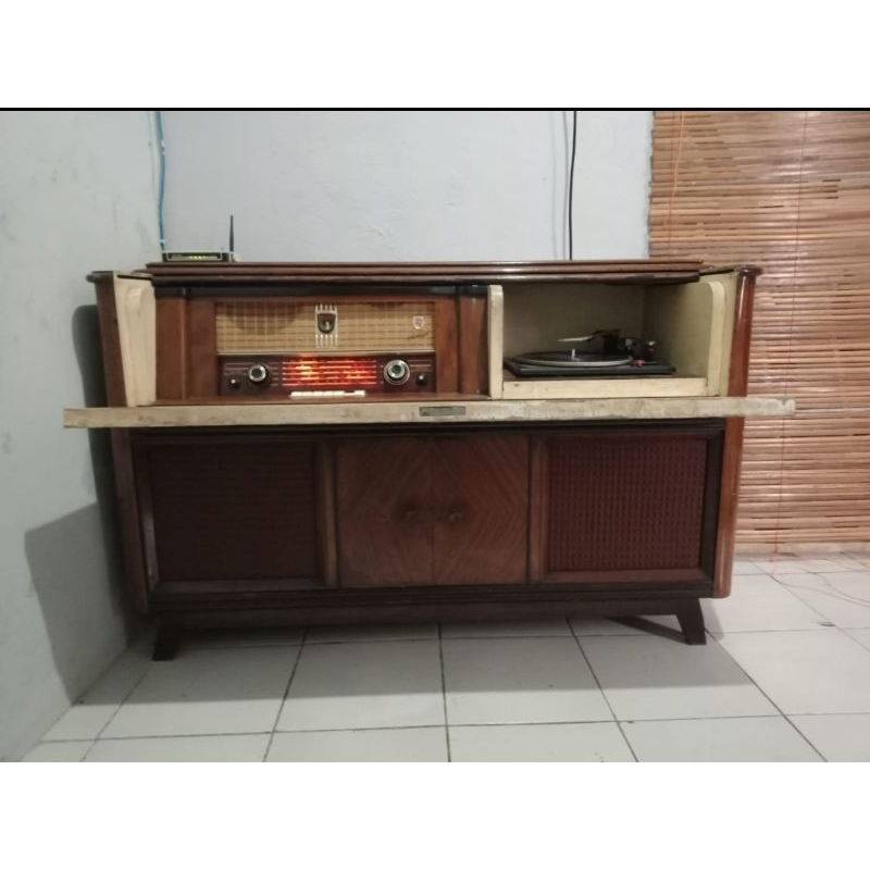 Radio Philips Turntable Garrard Tube Cabinet