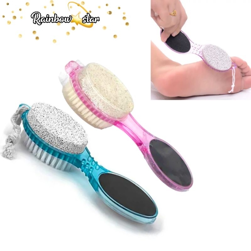 Sikat Penghalus Kaki Pedicure Brush 4 in 1 Food Rub Stone