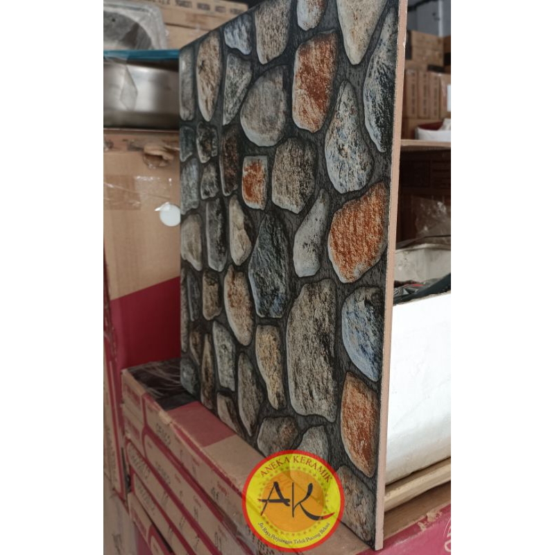 Keramik Lantai Teras Garasi Dinding Kasar Matt Motif Batu Alam Timbul 40x40 Tundra Grey