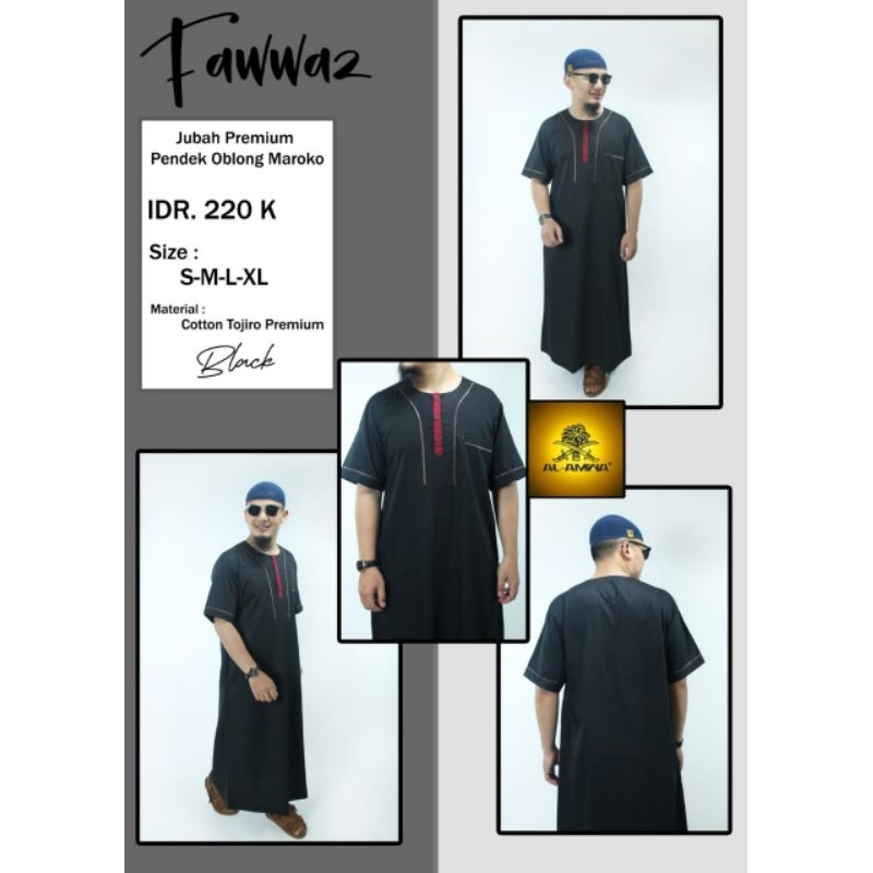 Gamis pria dewasa jubah maroko lengan pendek series fawwaz al amwa premium