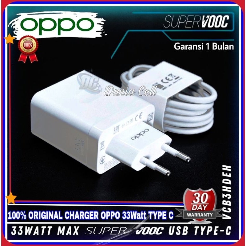 Promo Charger Oppo SUPER VOOC ( 33Watt ) USB TYPE C ORIGINAL 100% Asli Charger/Casan Oppo 33W