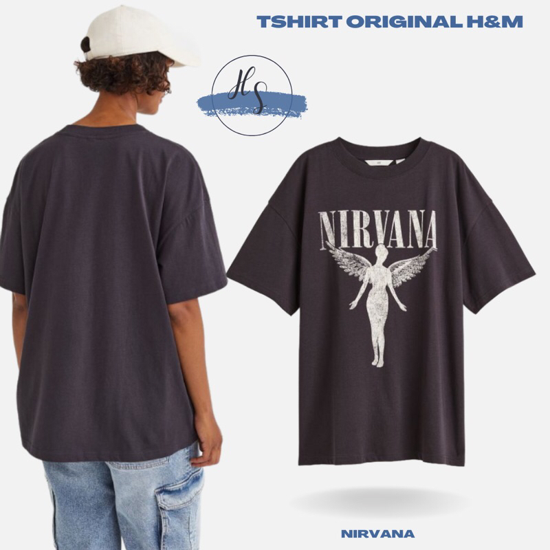 [3.3] TSHIRT KAOS OVERSIZE H&M NIRVANA DARK GREY ORIGINAL 100%