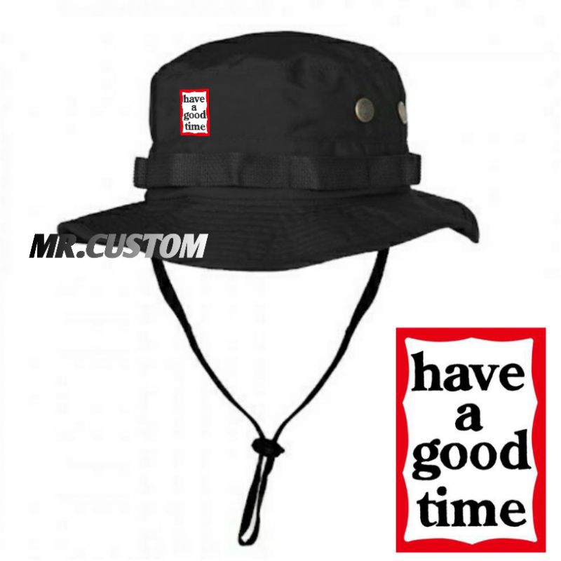 Topi rimba adventure/Topi gunung outdoor/Topi hiking/Topi mancing pria wanita HAVE A GOOD TIME LOGO