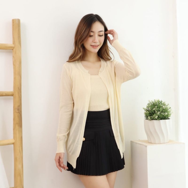 MDLV ~ 5890# Adelin Knitted 2pcs Set iner + Cardigan Rajut Import