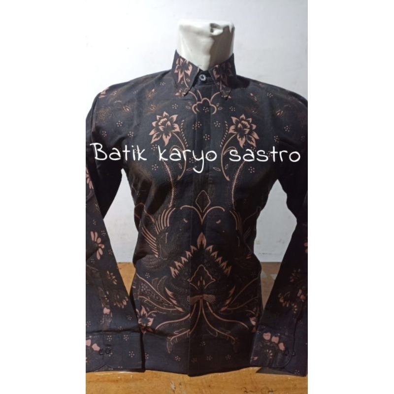 Kemeja Batik Pria Lengan Panjang Slimfit Hem Baju Modern Premium Lapis Furing