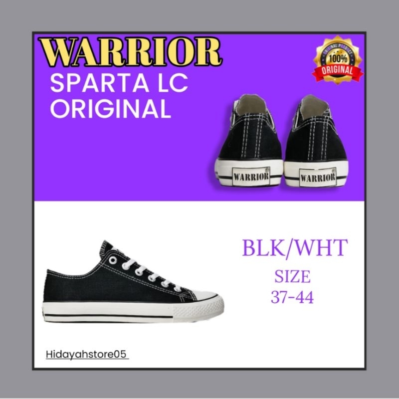 sepatu warrior sparta hitam putih pendek sepatu original sepatu Sekolah wanita pria sneaker lokal