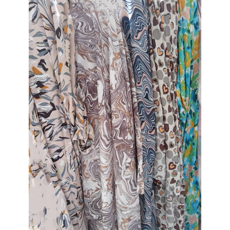 Kain rayon viscose premium motif abstrak meteran bahan daster gamis
