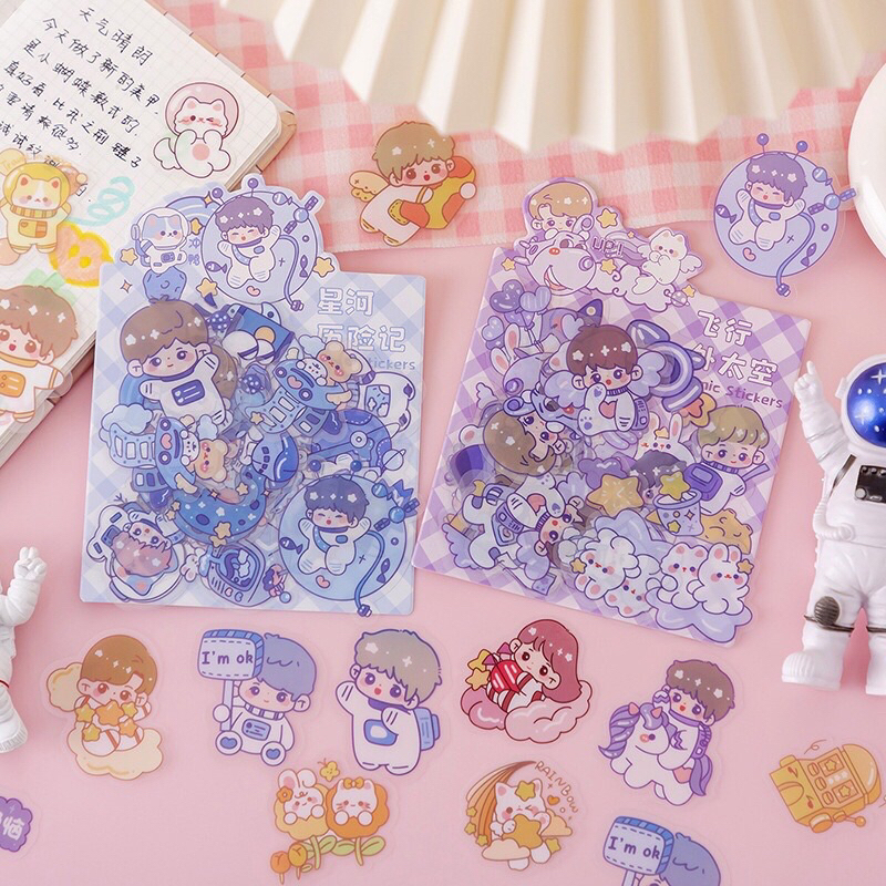 

(ISI 45PCS) STICKER AESTHETIC SCRAPBOOK DIY ANTI AIR LUCU/sticker anti air motif space