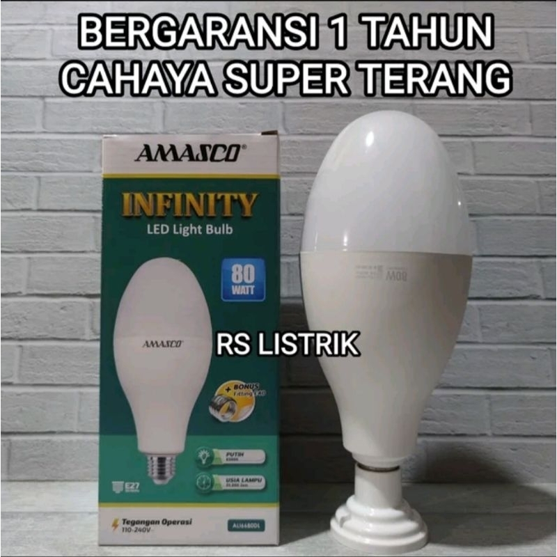 AMASCO LAMPU LED BULB 80W MERCURY BISA E27 SAMA E40 LAMPU JALAN INFINITY BERGARANSI 1 TAHUN BAGUS BERKUALITAS CAHAYA PUTIH 6500K KUNING WARM 3000K GARANSI 1 TAHUN COCOK UNTUK LAMPU JALAN KUALITAS TERJAMIN TERBAIK COCOK