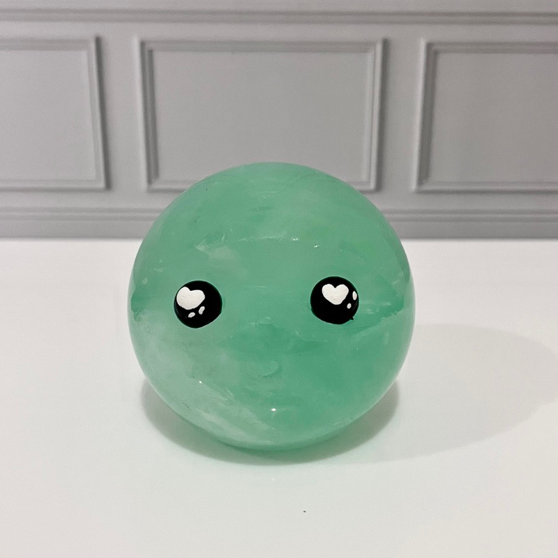 Mint Green Fluorite Sphere Hedgie Hedgehog Healing Crystal Decoration