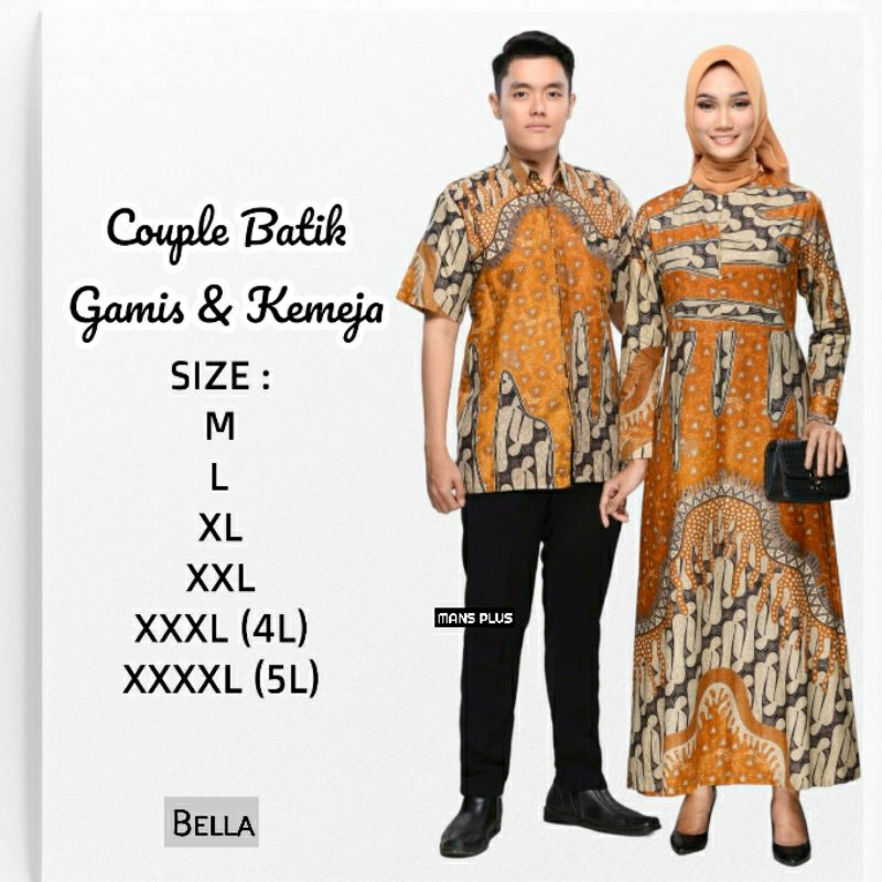 Couple Batik Gamis Modern Jumbo 4L-5L Sarimbit Pasangan Longdress Big Size XXXL Seragam Keluarga AMT