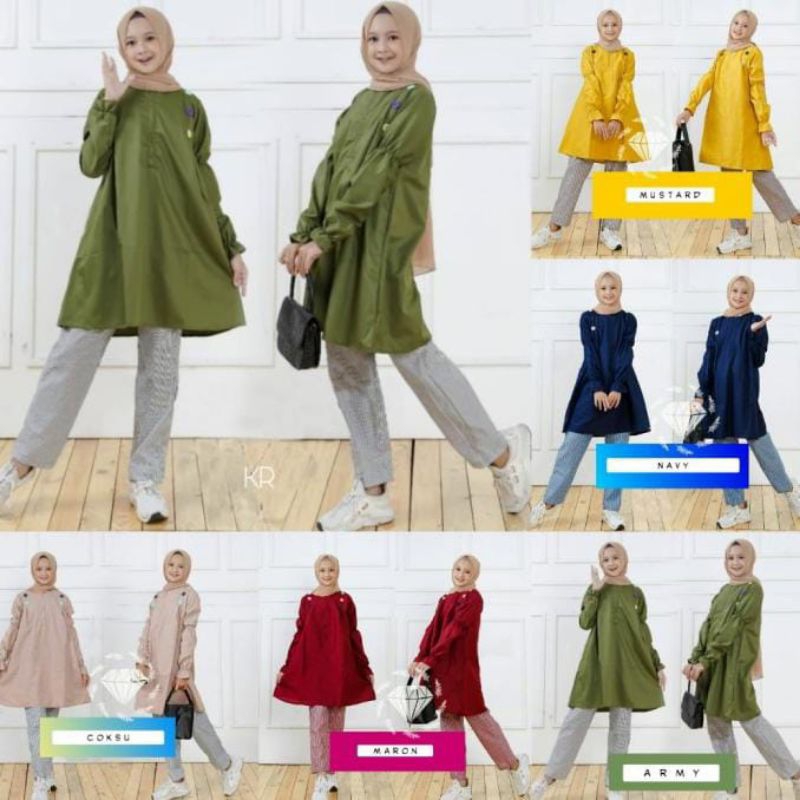 Set Cyara Kids Usia 9th-14th Baju Anak Perempuan Setelan Muslim Anak Remaja Tanggung Baju Lebaran AB