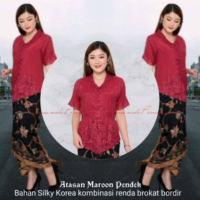 Atasan kebaya encim silky Korea kombinasi brukat