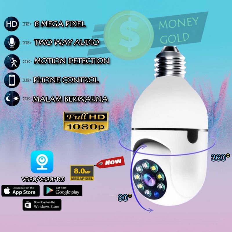 CCTV IP CAMERA BOHLAM WIRELESS 8MP V380PRO PTZ NIGHT VISION FULL HD