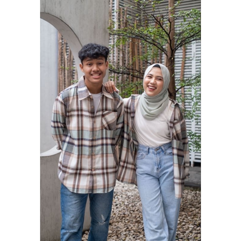 DEWASA KEMEJA COUPLE - Promo 10.10 Kemeja Flanel Impor  kotak kotak Murah Cewe Cowo Busui unisex